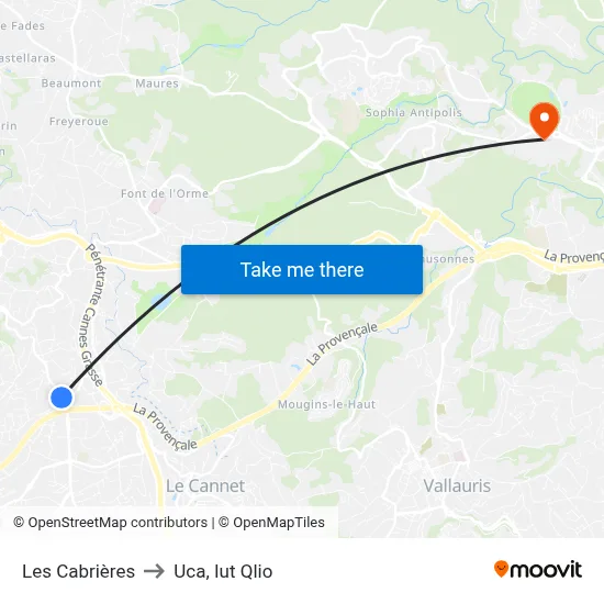 Les Cabrières to Uca, Iut Qlio map