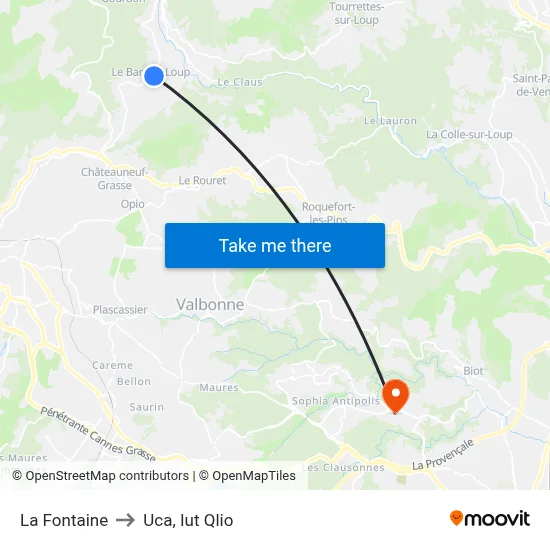 La Fontaine to Uca, Iut Qlio map