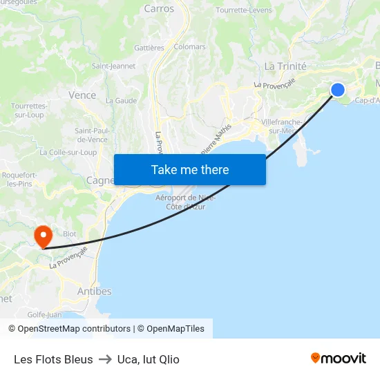 Les Flots Bleus to Uca, Iut Qlio map