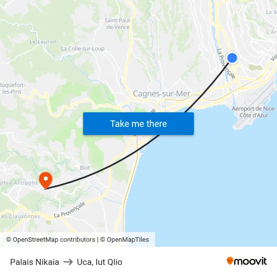 Palais Nikaia to Uca, Iut Qlio map