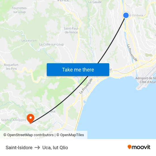 Saint-Isidore to Uca, Iut Qlio map