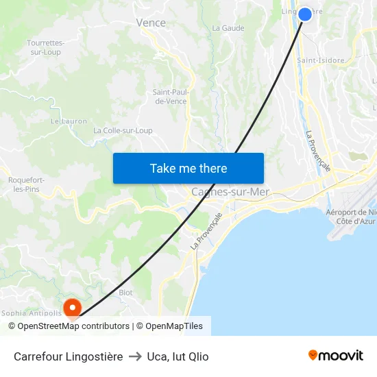 Carrefour Lingostière to Uca, Iut Qlio map