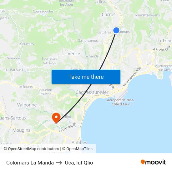 Colomars La Manda to Uca, Iut Qlio map