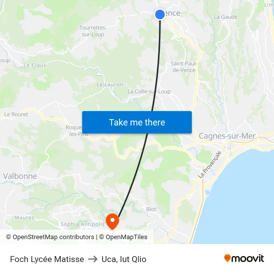 Foch Lycée Matisse to Uca, Iut Qlio map