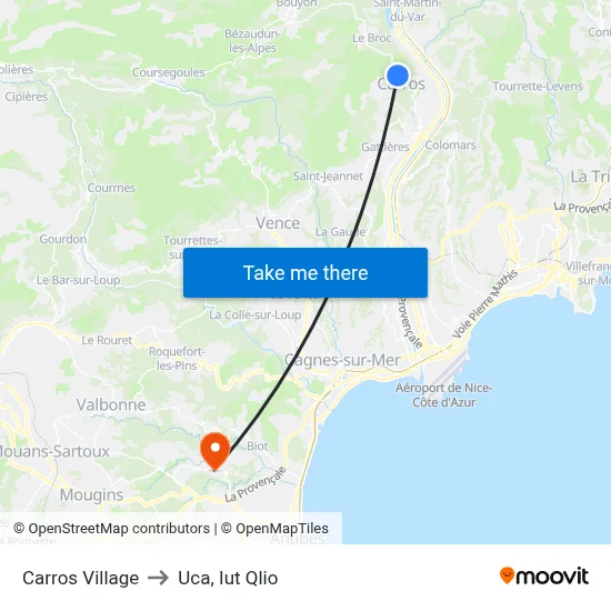 Carros Village to Uca, Iut Qlio map