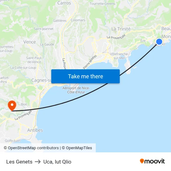 Les Genets to Uca, Iut Qlio map
