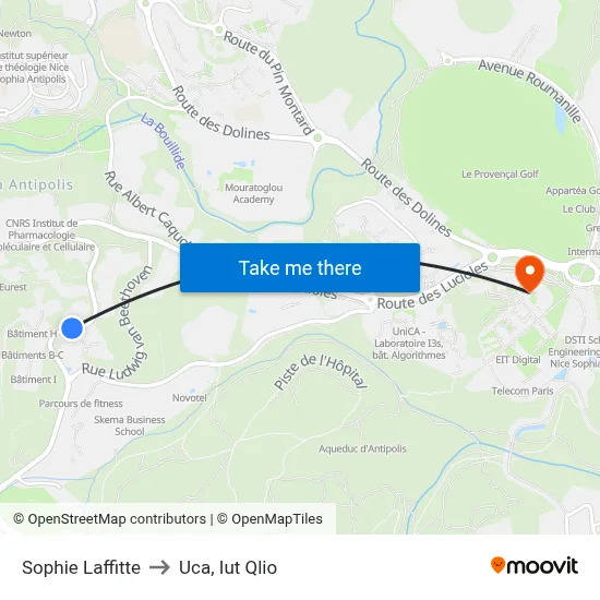 Sophie Laffitte to Uca, Iut Qlio map