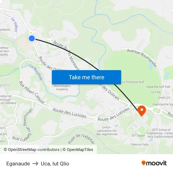 Eganaude to Uca, Iut Qlio map