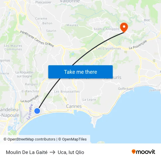 Moulin De La Gaité to Uca, Iut Qlio map