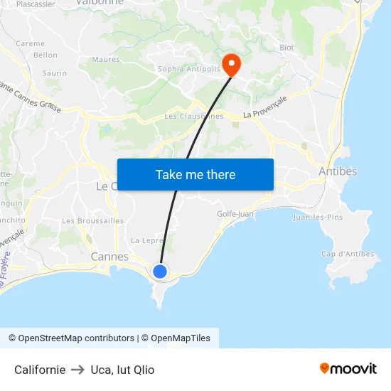 Californie to Uca, Iut Qlio map