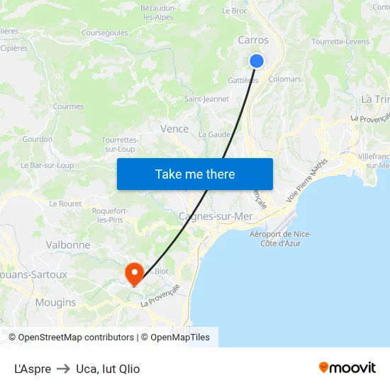L'Aspre to Uca, Iut Qlio map
