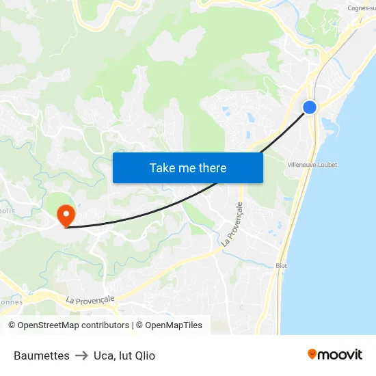 Baumettes to Uca, Iut Qlio map