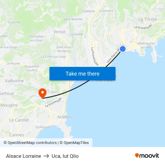 Alsace Lorraine to Uca, Iut Qlio map