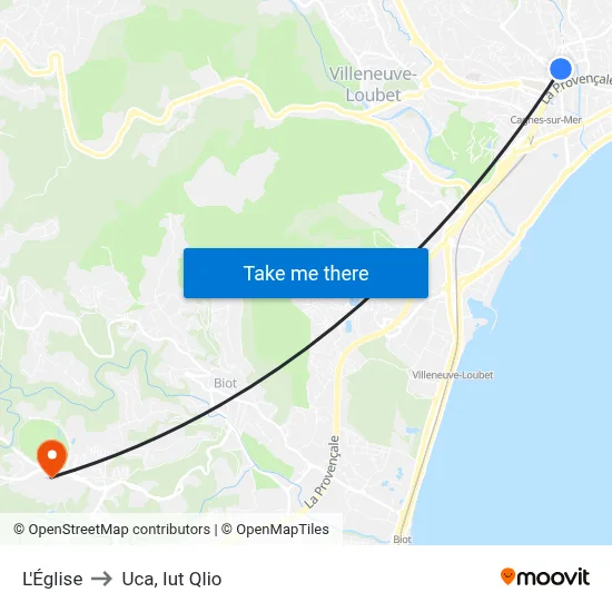 L'Église to Uca, Iut Qlio map