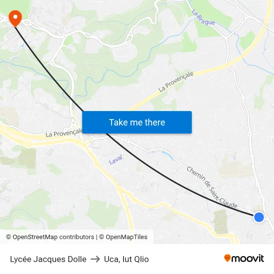 Lycée Jacques Dolle to Uca, Iut Qlio map