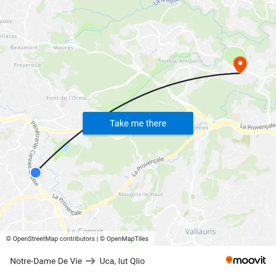 Notre-Dame De Vie to Uca, Iut Qlio map