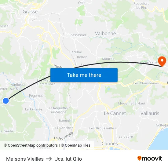 Maisons Vieilles to Uca, Iut Qlio map