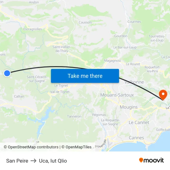 San Peire to Uca, Iut Qlio map