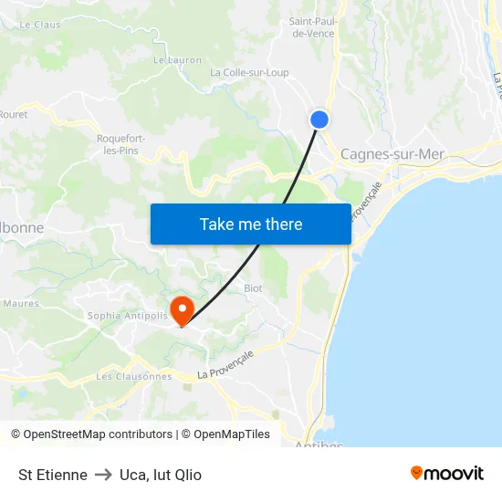 St Etienne to Uca, Iut Qlio map