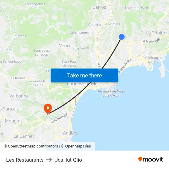Les Restaurants to Uca, Iut Qlio map