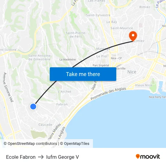 Ecole Fabron to Iufm George V map