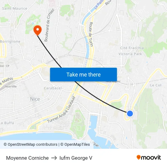 Moyenne Corniche to Iufm George V map
