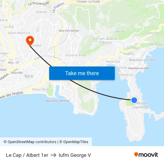 Le Cap / Albert 1er to Iufm George V map