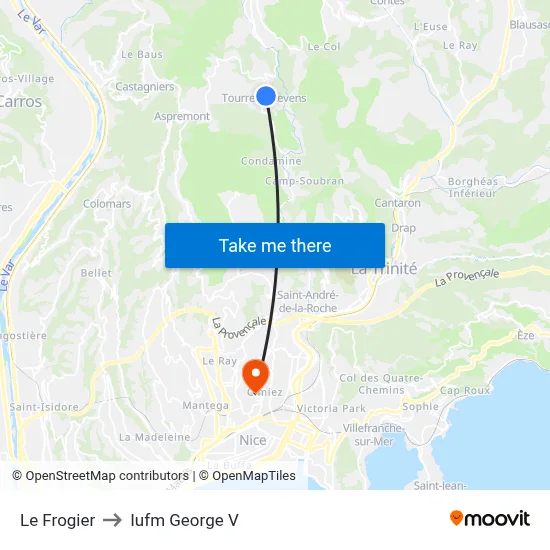 Le Frogier to Iufm George V map