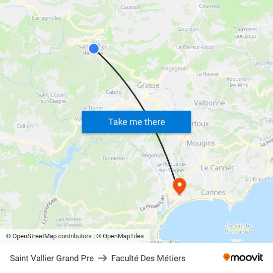 Saint Vallier Grand Pre to Faculté Des Métiers map