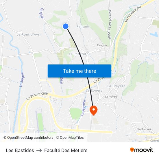 Les Bastides to Faculté Des Métiers map