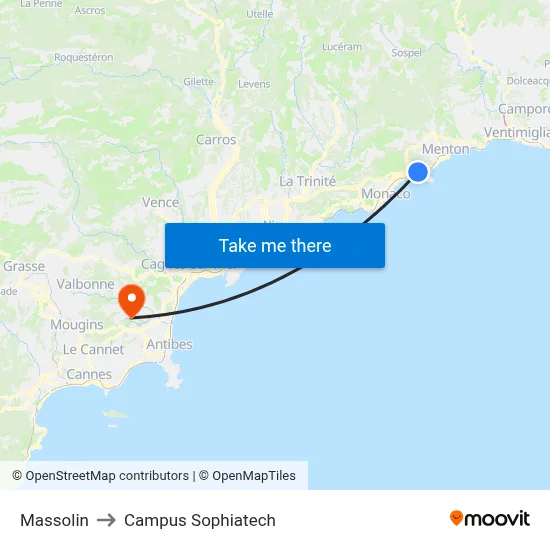 Massolin to Campus Sophiatech map