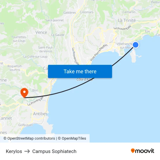 Kerylos to Campus Sophiatech map