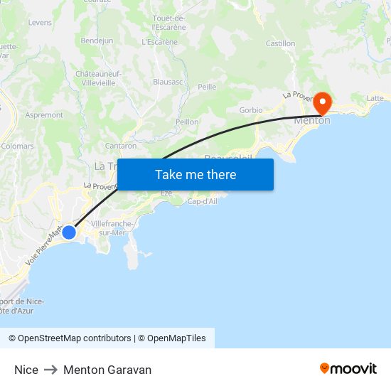 Nice to Menton Garavan map