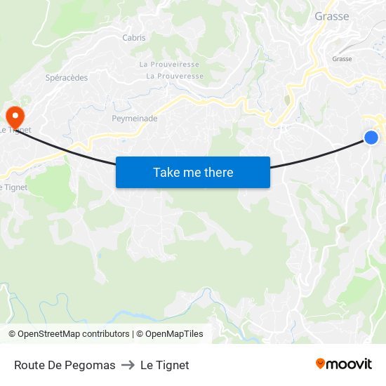 Route De Pegomas to Le Tignet map