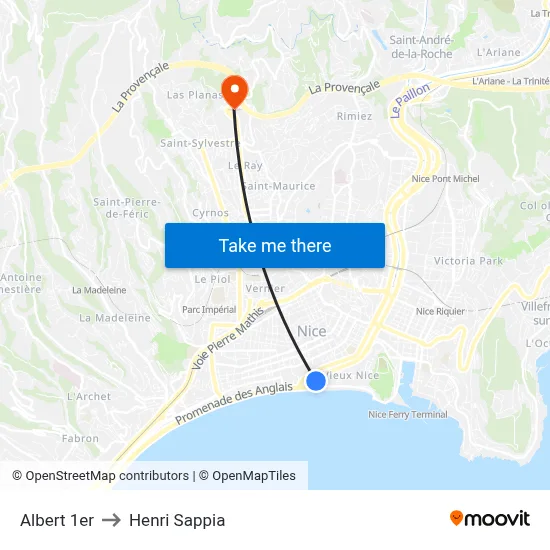 Albert 1er to Henri Sappia map