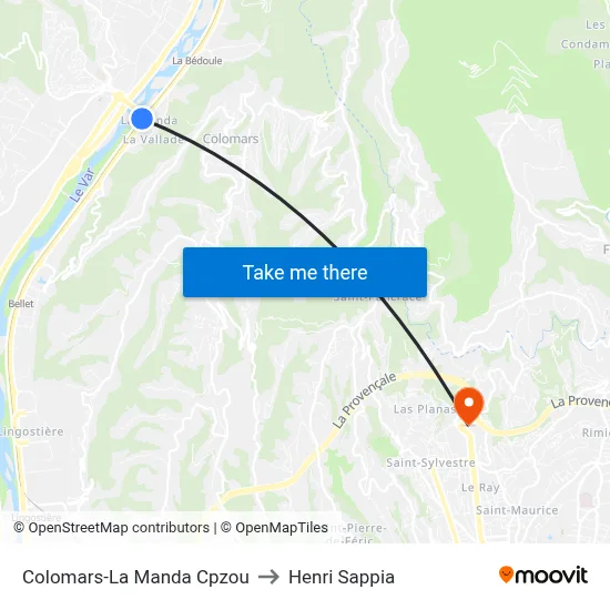 Colomars-La Manda Cpzou to Henri Sappia map