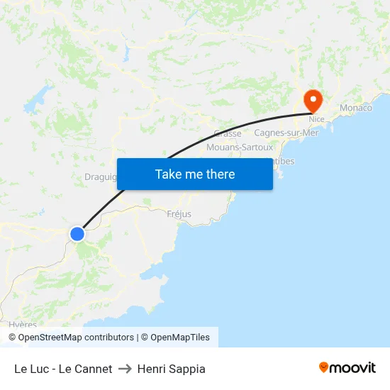 Le Luc - Le Cannet to Henri Sappia map