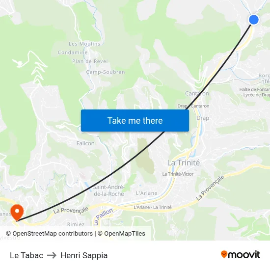Le Tabac to Henri Sappia map