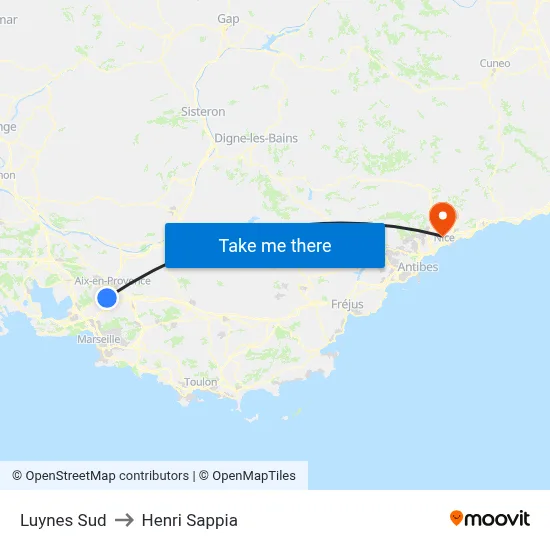 Luynes Sud to Henri Sappia map