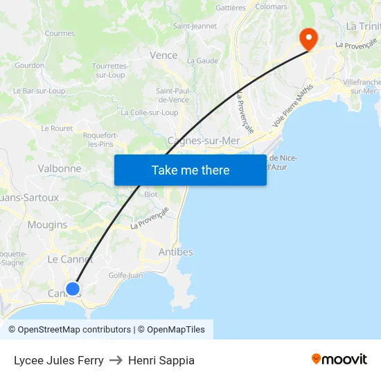 Lycee Jules Ferry to Henri Sappia map