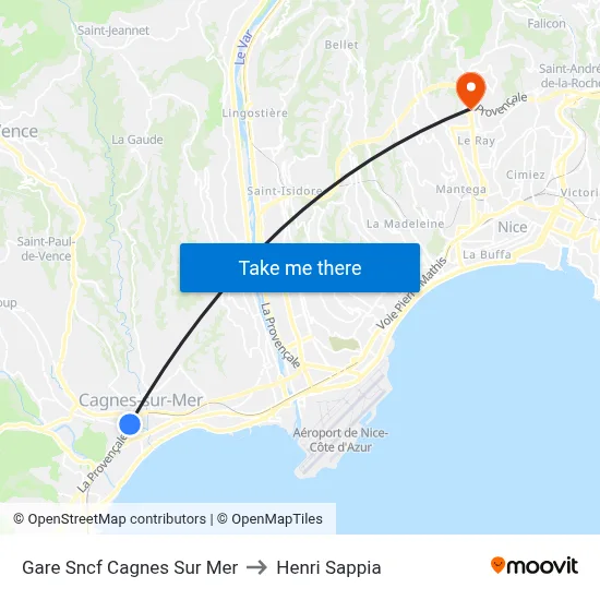 Gare Sncf Cagnes Sur Mer to Henri Sappia map