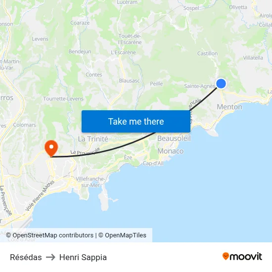 Résédas to Henri Sappia map