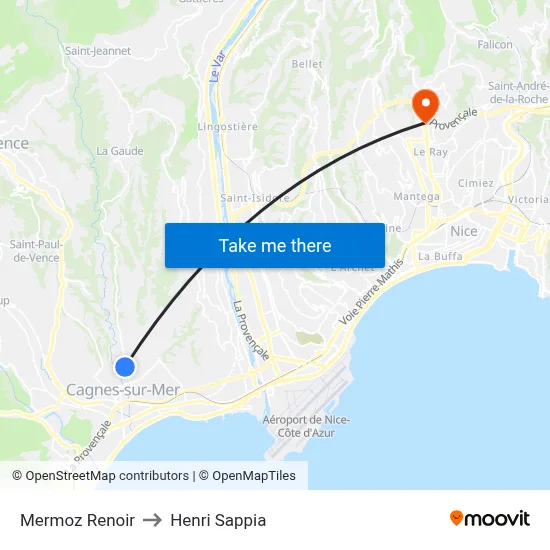 Mermoz Renoir to Henri Sappia map