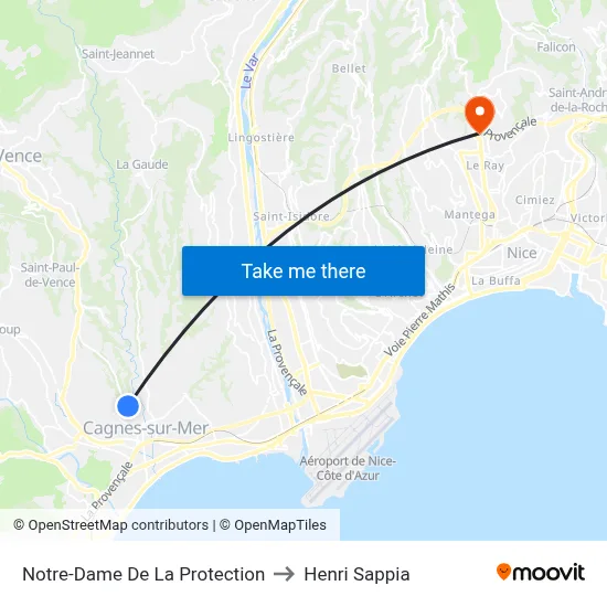 Notre-Dame De La Protection to Henri Sappia map