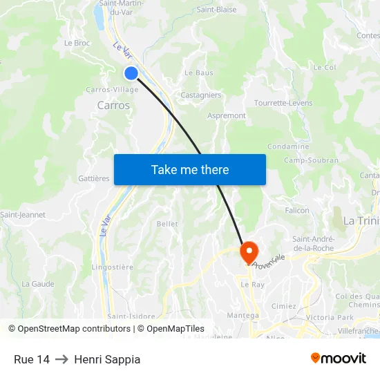 Rue 14 to Henri Sappia map
