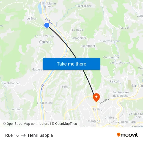 Rue 16 to Henri Sappia map