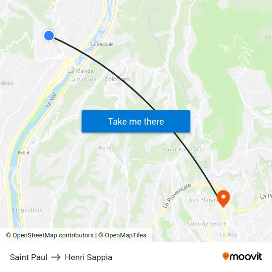 Saint Paul to Henri Sappia map