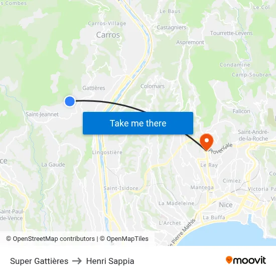 Super Gattières to Henri Sappia map