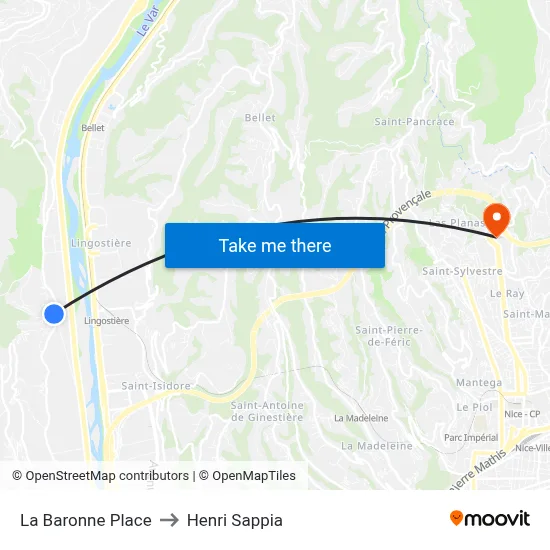 La Baronne Place to Henri Sappia map