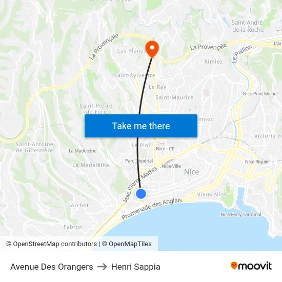 Avenue Des Orangers to Henri Sappia map